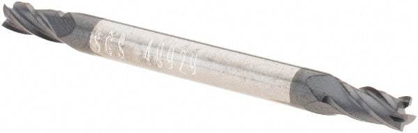 SGS - 2.5mm, 5mm LOC, 3mm Shank Diam, 38mm OAL, 4 Flute, Solid Carbide Square End Mill - Double End, AlTiN Finish, Spiral Flute, 30° Helix, Centercutting, Right Hand Cut, Right Hand Flute, Series 14M - Eagle Tool & Supply