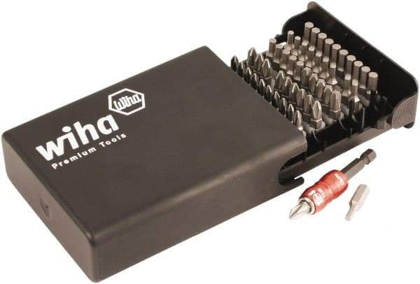 Wiha - 51 Piece, 1/4" Drive Screwdriver Insert Bit Set - #1 to #3 Phillips, 1/8 to 5/32" Hex - Eagle Tool & Supply