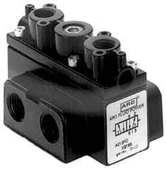 ARO/Ingersoll-Rand - 3/8" Inlet x 3/8" Outlet, Pilot Actuator, Pilot Return, 2 Position, Body Ported Solenoid Air Valve - 63 CFM, 1.7 CV, 4 Way, 150 psi, 3-1/2" Long x '2-1/2" Wide x 3-5/8" High, 0 to 180°F - Eagle Tool & Supply