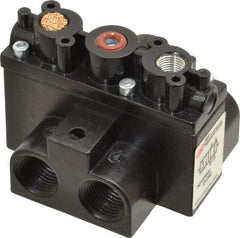ARO/Ingersoll-Rand - 3/8" Inlet x 3/8" Outlet, Pilot Actuator, Spring Return, 2 Position, Body Ported Solenoid Air Valve - 63 CFM, 1.7 CV, 4 Way, 150 psi, 3-1/2" Long x '2-1/2" Wide x 3-5/8" High, 0 to 180°F - Eagle Tool & Supply