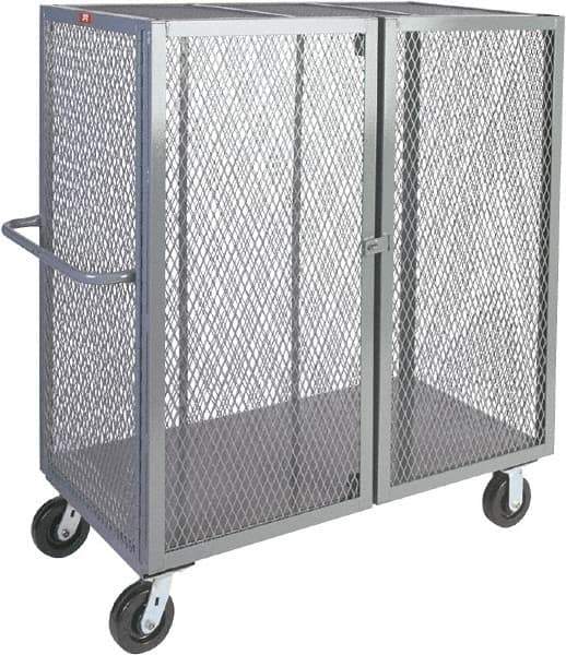 Jamco - 2,000 Lb Capacity, 1 Shelf, Steel Mesh Security Truck - 60" Long x 30" Wide x 57" High, 6" Diam Wheels - Eagle Tool & Supply