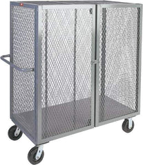 Jamco - 2,000 Lb Capacity, 1 Shelf, Steel Mesh Security Truck - 60" Long x 30" Wide x 57" High, 6" Diam Wheels - Eagle Tool & Supply