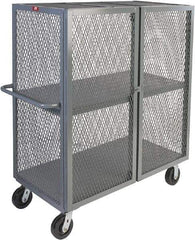 Jamco - 2,000 Lb Capacity, 2 Shelf, Steel Mesh Security Truck - 60" Long x 30" Wide x 57" High, 6" Diam Wheels - Eagle Tool & Supply