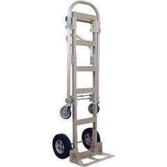 Wesco Industrial Products - 1,000 Lb Capacity 61-1/2" OAH Hand Truck - 18 x 7-1/2" Base Plate, Continuous Handle, Aluminum, Solid Rubber Wheels - Eagle Tool & Supply