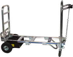Wesco Industrial Products - 1,200 Lb Capacity 61-3/4" OAH Battery Powered Convertible Hand Truck - 18 x 7-1/2" Base Plate, Loop Handle, Aluminum, Full Pneumatic Wheels - Eagle Tool & Supply