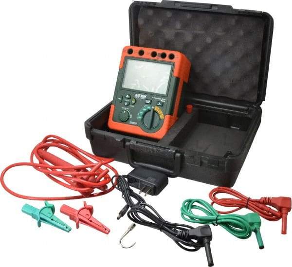 Extech - Digital LCD Display, 60,000 Megohm Electrical Insulation Resistance Tester & Megohmmeter - 5,000 VAC Max Test Voltage, Powered by 1.5V AA Battery - Eagle Tool & Supply