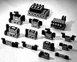 SMC PNEUMATICS - 3.6 CV Flow Rate Pilot Operated Solenoid Valve - 1/2" Inlet, Interface Speed Control Manifold Option - Eagle Tool & Supply