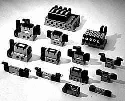 SMC PNEUMATICS - 0.8 CV Flow Rate Pilot Operated Solenoid Valve - 1/4" Inlet, Double Check Spacer Manifold Option - Eagle Tool & Supply