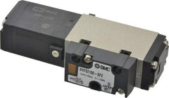 SMC PNEUMATICS - 0.8 CV Flow Rate, Single Solenoid Pilot Operated Valve - 5 Port, 2 Position, Spring Return, 1/4" NPT Inlet, 24 V - Eagle Tool & Supply
