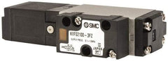 SMC PNEUMATICS - 0.8 CV Flow Rate, Single Solenoid Pilot Operated Valve - 5 Port, 2 Position, Spring Return, 1/4" NPT Inlet, 110 V - Eagle Tool & Supply