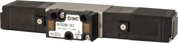 SMC PNEUMATICS - 0.8 CV Flow Rate, Double Solenoid Pilot Operated Valve - 5 Port, 2 Position, 1/4" NPT Inlet, 24 V - Eagle Tool & Supply
