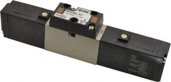 SMC PNEUMATICS - 0.8 CV Flow Rate, Double Solenoid Pilot Operated Valve - 5 Port, 2 Position, 1/4" NPT Inlet, 110 V - Eagle Tool & Supply