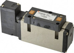SMC PNEUMATICS - 2 CV Flow Rate, Single Solenoid Pilot Operated Valve - 5 Port, 2 Position, Spring Return, 3/8" NPT Inlet, 24 V - Eagle Tool & Supply