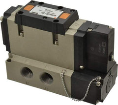 SMC PNEUMATICS - 3.6 CV Flow Rate, Single Solenoid Pilot Operated Valve - 5 Port, 2 Position, Spring Return, 1/2" NPT Inlet, 24 V - Eagle Tool & Supply
