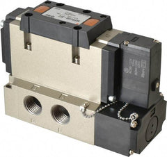 SMC PNEUMATICS - 3.6 CV Flow Rate, Single Solenoid Pilot Operated Valve - 5 Port, 2 Position, Spring Return, 1/2" NPT Inlet, 110 V - Eagle Tool & Supply