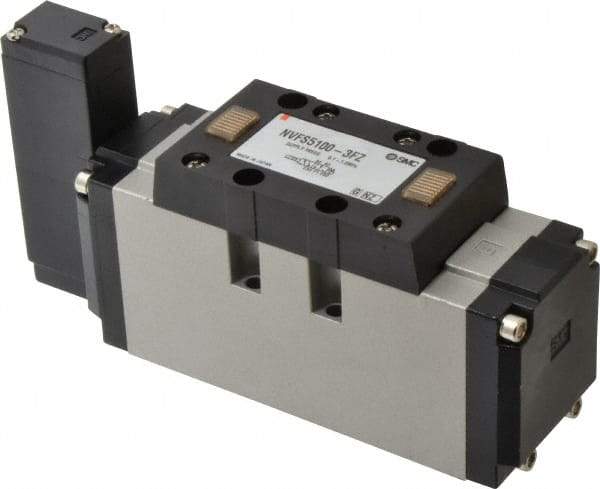 SMC PNEUMATICS - 5.7 CV Flow Rate, Single Solenoid Pilot Operated Valve - 5 Port, 2 Position, Spring Return, 3/4" NPT Inlet, 110 V - Eagle Tool & Supply