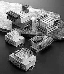 SMC PNEUMATICS - 1.2 CV Flow Rate, 2 Station Pilot Operated Solenoid Valve - 3/8" Push to Connect Inlet, 5 Port, 2 Position, Single Solenoid - Eagle Tool & Supply