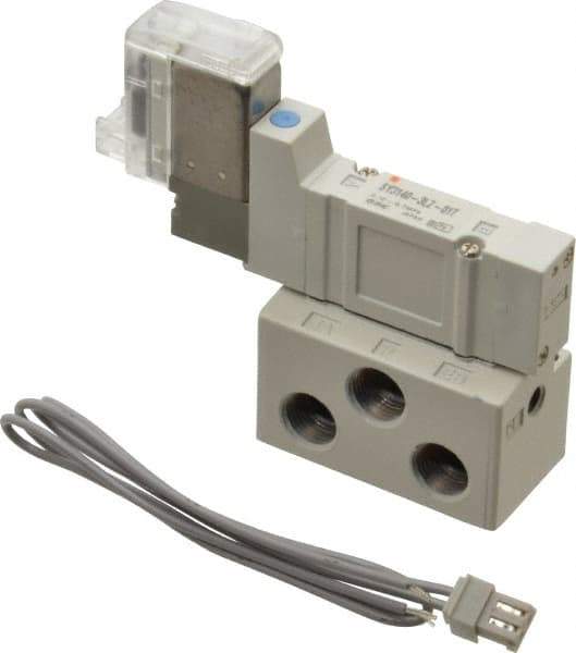 SMC PNEUMATICS - 0.3 CV Flow Rate, Single Solenoid Pilot Operated Valve - 5 Port, 2 Position, Spring Return, 1/8" NPT Inlet, 110 V - Eagle Tool & Supply