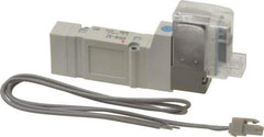 SMC PNEUMATICS - 0.3 CV Flow Rate, Single Solenoid Pilot Operated Valve - 5 Port, 2 Position, Spring Return, 1/4" Push to Connect Inlet, 110 V - Eagle Tool & Supply