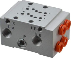 SMC PNEUMATICS - 0.3 CV Flow Rate, 2 Station Pilot Operated Solenoid Valve - 1/4" Push to Connect Inlet, Bar Manifold Base Mounted - Eagle Tool & Supply