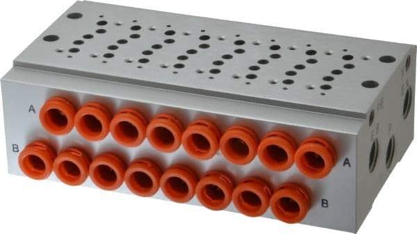 SMC PNEUMATICS - 0.3 CV Flow Rate, 8 Station Pilot Operated Solenoid Valve - 1/4" Push to Connect Inlet, Bar Manifold Base Mounted - Eagle Tool & Supply