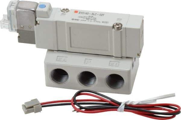 SMC PNEUMATICS - 0.7 CV Flow Rate, Single Solenoid Pilot Operated Valve - 5 Port, 2 Position, Spring Return, 1/4" NPT Inlet, 24 V - Eagle Tool & Supply