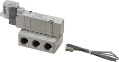 SMC PNEUMATICS - 0.7 CV Flow Rate, Single Solenoid Pilot Operated Valve - 5 Port, 2 Position, Spring Return, 1/4" NPT Inlet, 110 V - Eagle Tool & Supply