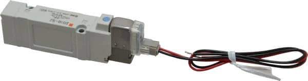 SMC PNEUMATICS - 0.7 CV Flow Rate, Single Solenoid Pilot Operated Valve - 5 Port, 2 Position, Spring Return, 1/4" Push to Connect Inlet, 24 V - Eagle Tool & Supply