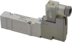 SMC PNEUMATICS - 0.7 CV Flow Rate, Single Solenoid Pilot Operated Valve - 5 Port, 2 Position, Spring Return, 1/4" Push to Connect Inlet, 24 V - Eagle Tool & Supply