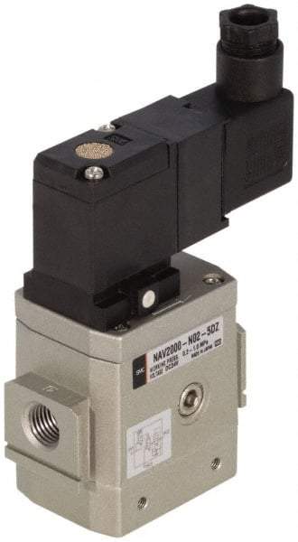 SMC PNEUMATICS - 3/8" Female NPT x 1/8" Gage Port Soft Start-Up Valve - 24V, DC Input, DIN Electrical Entry & 30 to 150 psi - Eagle Tool & Supply