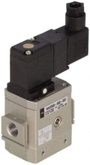 SMC PNEUMATICS - 3/8" Female NPT x 1/8" Gage Port Soft Start-Up Valve - 110V, AC Input, DIN Electrical Entry & 30 to 150 psi - Eagle Tool & Supply