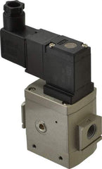 SMC PNEUMATICS - 1/4" Female NPT x 1/8" Gage Port Soft Start-Up Valve - 24V, DC Input, DIN Electrical Entry & 30 to 150 psi - Eagle Tool & Supply
