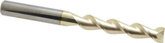 Accupro - 3/8", 2" LOC, 3/8" Shank Diam, 4" OAL, 2 Flute, Solid Carbide Square End Mill - Single End, ZrN Finish, Spiral Flute, 45° Helix, Centercutting, Right Hand Cut, Right Hand Flute - Eagle Tool & Supply
