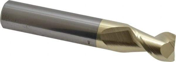 Accupro - 1/2", 3/4" LOC, 1/2" Shank Diam, 3" OAL, 2 Flute, Solid Carbide Square End Mill - Single End, ZrN Finish, Spiral Flute, 45° Helix, Centercutting, Right Hand Cut, Right Hand Flute - Eagle Tool & Supply