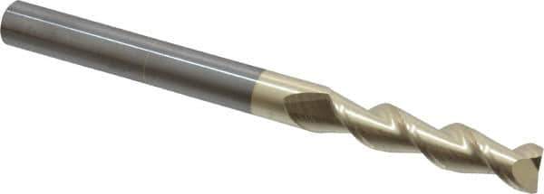 Accupro - 1/2", 2-1/4" LOC, 1/2" Shank Diam, 6" OAL, 2 Flute, Solid Carbide Square End Mill - Single End, ZrN Finish, Spiral Flute, 45° Helix, Centercutting, Right Hand Cut, Right Hand Flute - Eagle Tool & Supply