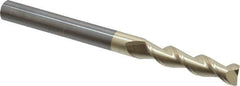 Accupro - 1/2", 2-1/4" LOC, 1/2" Shank Diam, 6" OAL, 2 Flute, Solid Carbide Square End Mill - Single End, ZrN Finish, Spiral Flute, 45° Helix, Centercutting, Right Hand Cut, Right Hand Flute - Eagle Tool & Supply