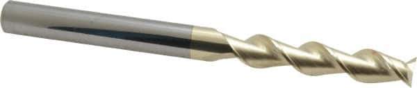 Accupro - 1/2", 2-1/2" LOC, 1/2" Shank Diam, 6" OAL, 2 Flute, Solid Carbide Square End Mill - Single End, ZrN Finish, Spiral Flute, 45° Helix, Centercutting, Right Hand Cut, Right Hand Flute - Eagle Tool & Supply