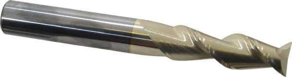 Accupro - 5/8", 2" LOC, 5/8" Shank Diam, 5" OAL, 2 Flute, Solid Carbide Square End Mill - Single End, ZrN Finish, Spiral Flute, 45° Helix, Centercutting, Right Hand Cut, Right Hand Flute - Eagle Tool & Supply