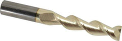 Accupro - 5/8", 2-3/4" LOC, 5/8" Shank Diam, 5" OAL, 2 Flute, Solid Carbide Square End Mill - Single End, ZrN Finish, Spiral Flute, 45° Helix, Centercutting, Right Hand Cut, Right Hand Flute - Eagle Tool & Supply