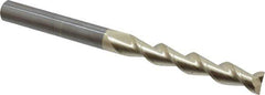 Accupro - 5/8", 4" LOC, 5/8" Shank Diam, 8" OAL, 2 Flute, Solid Carbide Square End Mill - Single End, ZrN Finish, Spiral Flute, 45° Helix, Centercutting, Right Hand Cut, Right Hand Flute - Eagle Tool & Supply