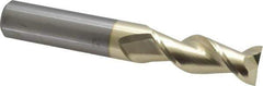 Accupro - 3/4", 2" LOC, 3/4" Shank Diam, 5" OAL, 2 Flute, Solid Carbide Square End Mill - Single End, ZrN Finish, Spiral Flute, 45° Helix, Centercutting, Right Hand Cut, Right Hand Flute - Eagle Tool & Supply
