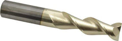 Accupro - 3/4", 2-1/2" LOC, 3/4" Shank Diam, 5" OAL, 2 Flute, Solid Carbide Square End Mill - Single End, ZrN Finish, Spiral Flute, 45° Helix, Centercutting, Right Hand Cut, Right Hand Flute - Eagle Tool & Supply