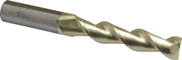 Accupro - 3/4", 3-1/2" LOC, 3/4" Shank Diam, 6" OAL, 2 Flute, Solid Carbide Square End Mill - Single End, ZrN Finish, Spiral Flute, 45° Helix, Centercutting, Right Hand Cut, Right Hand Flute - Eagle Tool & Supply