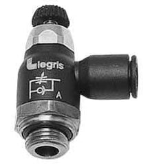 Legris - 5/32" Tube OD x 1/8 Male NPT Compact Meter Out Flow Control Valve - 14.5 to 145 psi, Nylon - Eagle Tool & Supply
