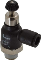 Legris - 1/4" Tube OD x 1/8 Male NPT Compact Meter Out Flow Control Valve - 14.5 to 145 psi, Nylon - Eagle Tool & Supply