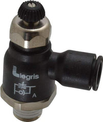 Legris - 3/8" Tube OD x 1/4 Male NPT Compact Meter Out Flow Control Valve - 14.5 to 145 psi, Nylon - Eagle Tool & Supply