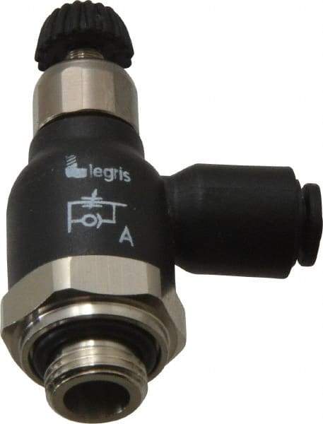 Legris - 4mm Tube OD x 1/8 Male BSPP Compact Meter Out Flow Control Valve - 14.5 to 145 psi, Nylon - Eagle Tool & Supply