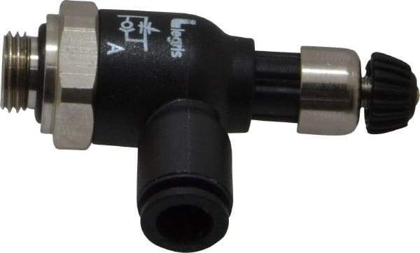 Legris - 6mm Tube OD x 1/8 Male BSPP Compact Meter Out Flow Control Valve - 14.5 to 145 psi, Nylon - Eagle Tool & Supply