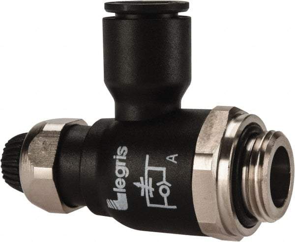 Legris - 10mm Tube OD x 3/8 Male BSPP Compact Meter Out Flow Control Valve - 14.5 to 145 psi, Nylon - Eagle Tool & Supply