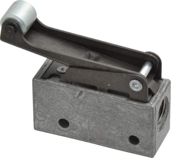 Mead - 3 Way Pilot Air Valve - 1/8" NPT Inlet, Steel Roller - Eagle Tool & Supply